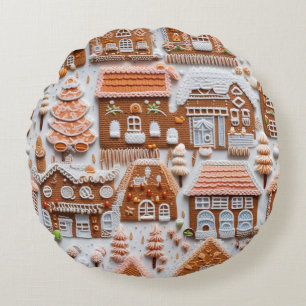Gingerbread House Rundes Kissen