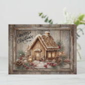 Gingerbread house rustic Christmas card Feiertagskarte (Stehend Vorderseite)