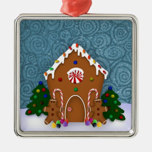 Gingerbread House Silbernes Ornament (Vorne)