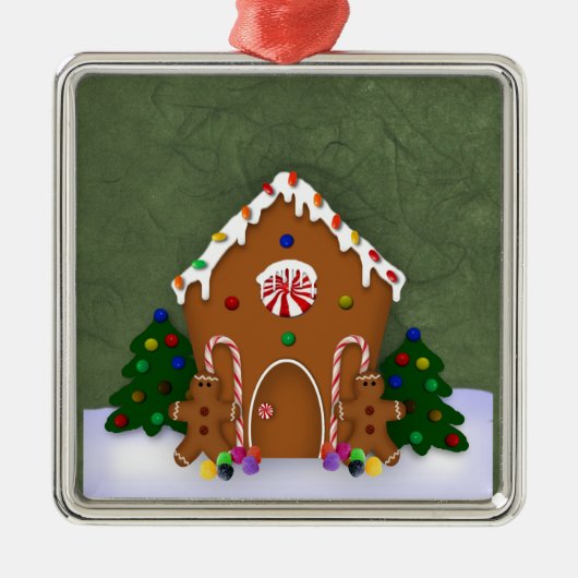 Gingerbread House Silbernes Ornament (Vorne)