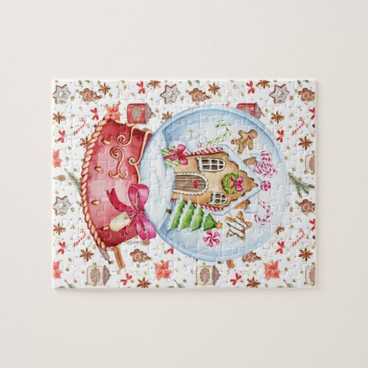 Gingerbread House Snow Globe Puzzle (Horizontal)
