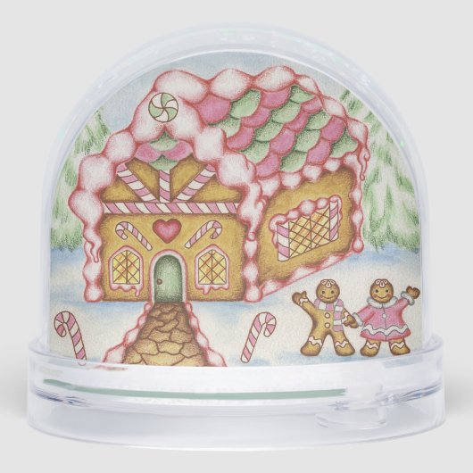 Gingerbread House Snow Globe Schneekugeln (Rückseite)