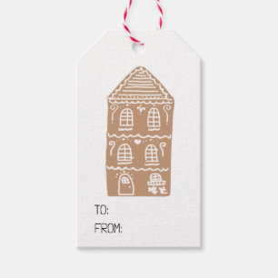 Gingerbread House Village Illustration Gift Tags Geschenkanhänger