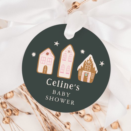 Gingerbread House Winter Girl Baby Shower Geschenkanhänger