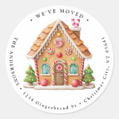 Gingerbread House Zuhause Holiday Moving New Addre Runder Aufkleber (Vorderseite)
