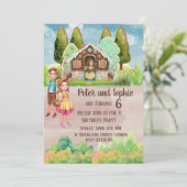 Gingerbread House Zwillinge Geburtstag Einladung (Stehend Vorderseite)