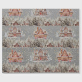 Gingerbread Houses Christmas Snow Steel Gray Geschenkpapier (Flach)