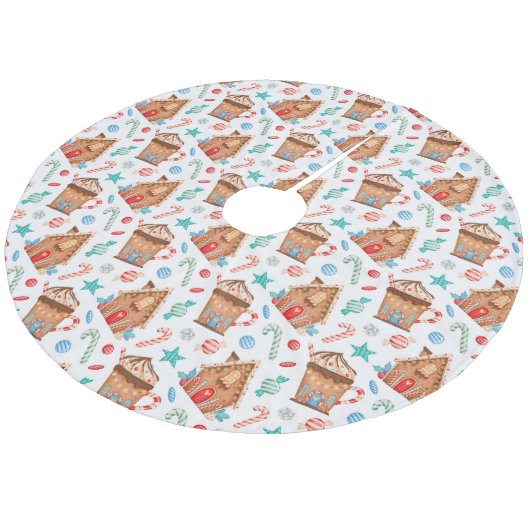 Gingerbread Houses Fleece Weihnachtsbaumdecke (Schrägansicht)