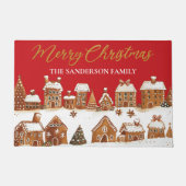 Gingerbread Houses Frohe Weihnachtsgrüße Rot Fußmatte (Vorderseite)