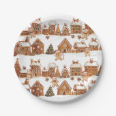 Gingerbread Houses Man Cookies Weihnachtsdorf Pappteller (Vorderseite)