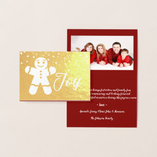 Gingerbread Join Script Foto Red Gold Stars White Folienkarte