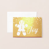 Gingerbread Join Script Foto Red Gold Stars White Folienkarte (Vorderseite mit Umschlag)