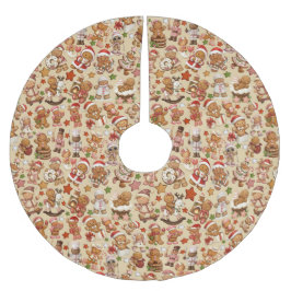 Gingerbread Joy Christmas Tree Skirt Polyester Weihnachtsbaumdecke