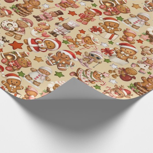 Gingerbread Joy Christmas Wrapping Paper Geschenkpapier (Ecke)