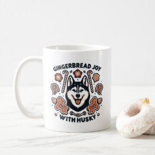 Gingerbread Joy mit Husky Dog Minimalistisch Holid Kaffeetasse