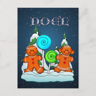 GINGERBREAD KIDS UND LOLLIPOPS VON SHARON SHARPE POSTKARTE