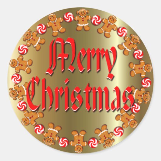 GINGERBREAD KIDS WREATS VON SHARON SHARPE RUNDER AUFKLEBER (Vorderseite)