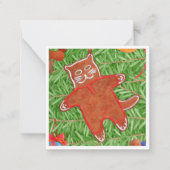GINGERBREAD KITTY 2,5" Square Flat Notecard Mitteilungskarte (Vorderseite)
