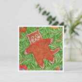 GINGERBREAD KITTY 5,25" Square Flat Card (Stehend Vorderseite)