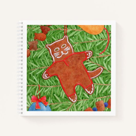 GINGERBREAD KITTY 8.5x8.5 SpiralNotebook Notizblock (Vorderseite)