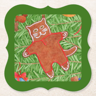 GINGERBREAD KITTY Bracket Paper Untersetzer / Gree