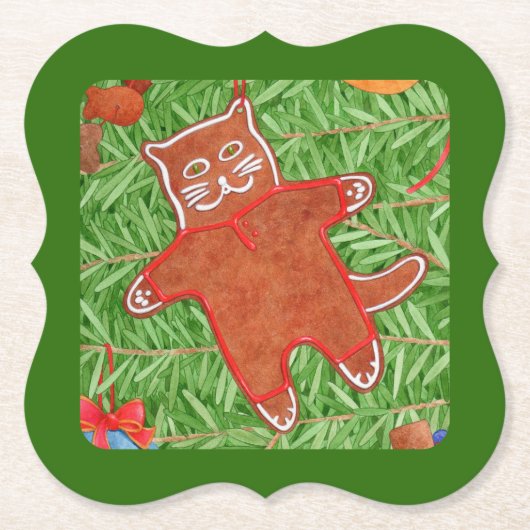 GINGERBREAD KITTY Bracket Paper Untersetzer / Gree (Vorderseite)