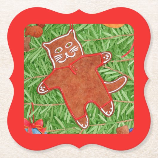 GINGERBREAD KITTY Bracket Paper Untersetzer / Red (Vorderseite)