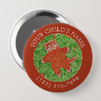 GINGERBREAD KITTY Child ID Button - Gingerbrett