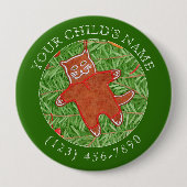 GINGERBREAD KITTY Child ID Button - Grün (Vorderseite)