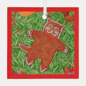 GINGERBREAD KITTY Glas Square Ornament Aus Glas (Rückseite)