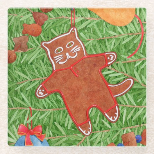 GINGERBREAD KITTY Glass Drink Untersetzer (Vorderseite)