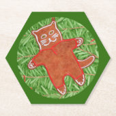 GINGERBREAD KITTY Hexagon Paper Untersetzer / Gree (Vorderseite)