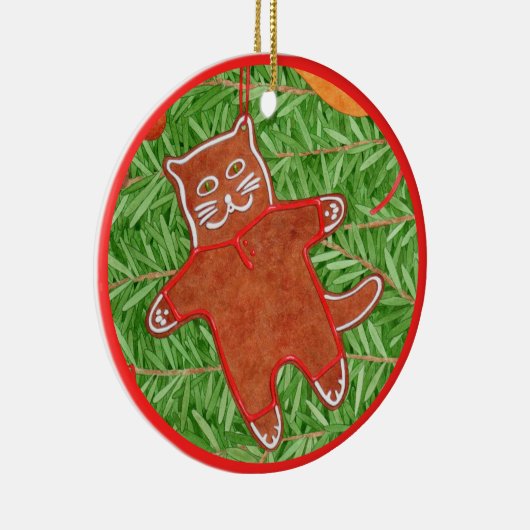 GINGERBREAD KITTY Keramik Circle Ornament (Rechts)