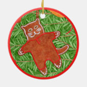 GINGERBREAD KITTY Keramik Circle Ornament (Hinten)