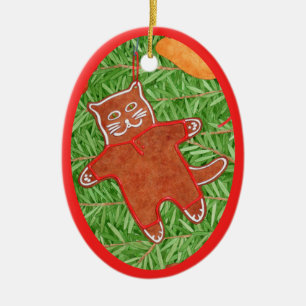 GINGERBREAD KITTY Keramik Oval Jazz Keramik Ornament