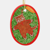 GINGERBREAD KITTY Keramik Oval Jazz Ornament (Hinten)