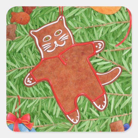 GINGERBREAD KITTY Kleine Aufkleber (Vorderseite)