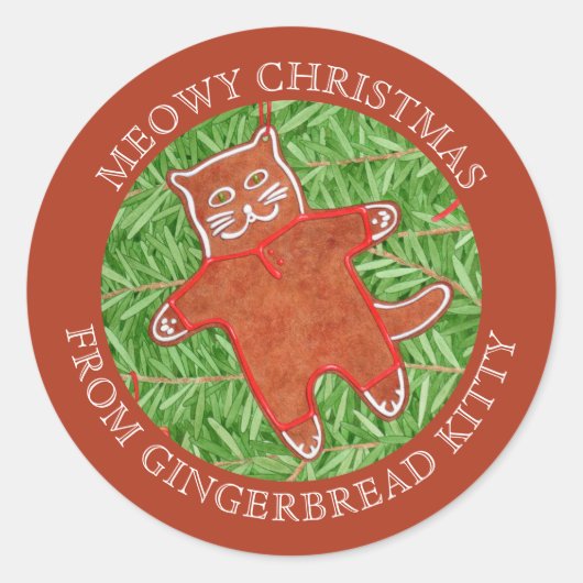 GINGERBREAD KITTY Kleine Umschlag Aufkleber Lebkuc (Vorderseite)