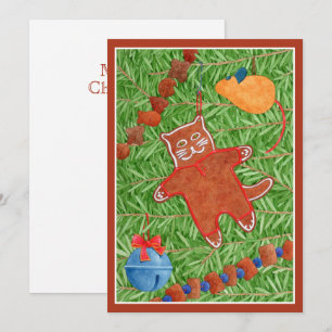 GINGERBREAD KITTY Meowy Christmas 12x18 Card 3 Feiertagskarte