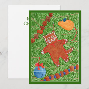 GINGERBREAD KITTY "Meowy Christmas" 12x18 Card Gre Feiertagskarte