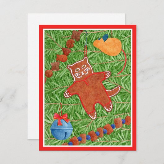 GINGERBREAD KITTY Meowy Christmas 4.25x5.5 Card II Mitteilungskarte (Vorne/Hinten)