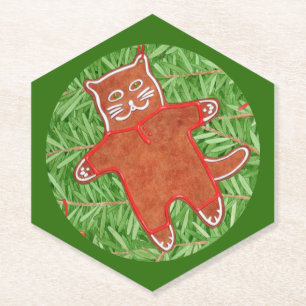 GINGERBREAD KITTY Pointy Hexagon Untersetzer / Gre