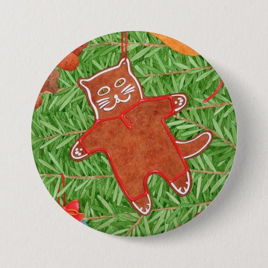 GINGERBREAD KITTY Round Button Button (Vorderseite)