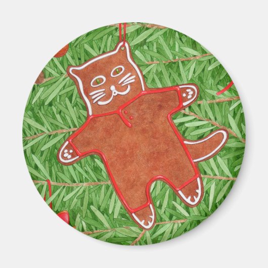 GINGERBREAD KITTY Round Magnet (Vorne)