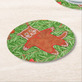 GINGERBREAD KITTY Round Paper Untersetzer (Angewinkelt)