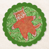 GINGERBREAD KITTY Scallout Runde Untersetzer / Grü (Vorderseite)