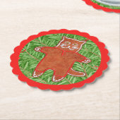 GINGERBREAD KITTY Scallout Runde Untersetzer / Rot (angewinkelt)