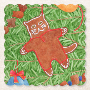GINGERBREAD KITTY Scallove Square Untersetzer