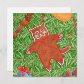 GINGERBREAD KITTY Square Flat Card (Vorne/Hinten)
