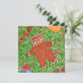 GINGERBREAD KITTY Square Flat Card (Stehend Vorderseite)
